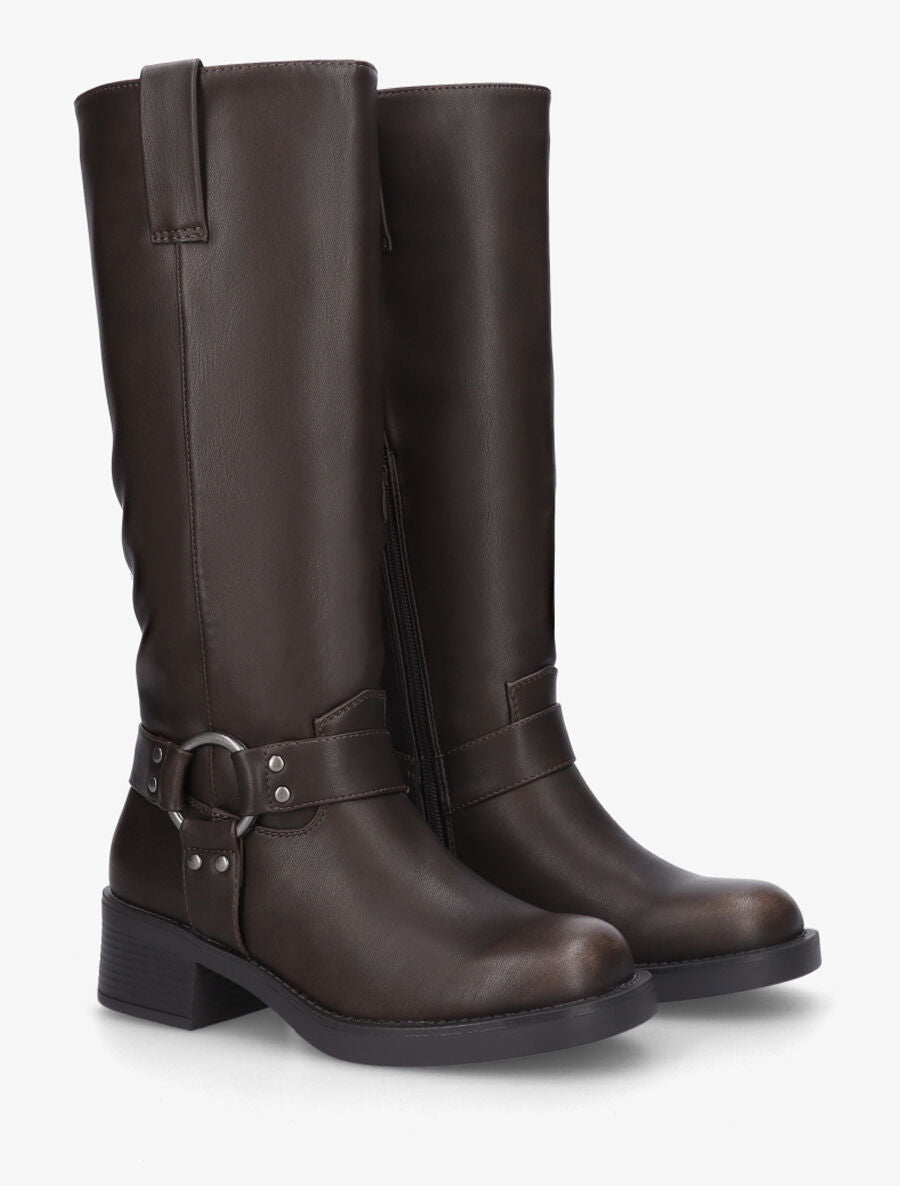Bottes unies en simili - Marron foncé - 4