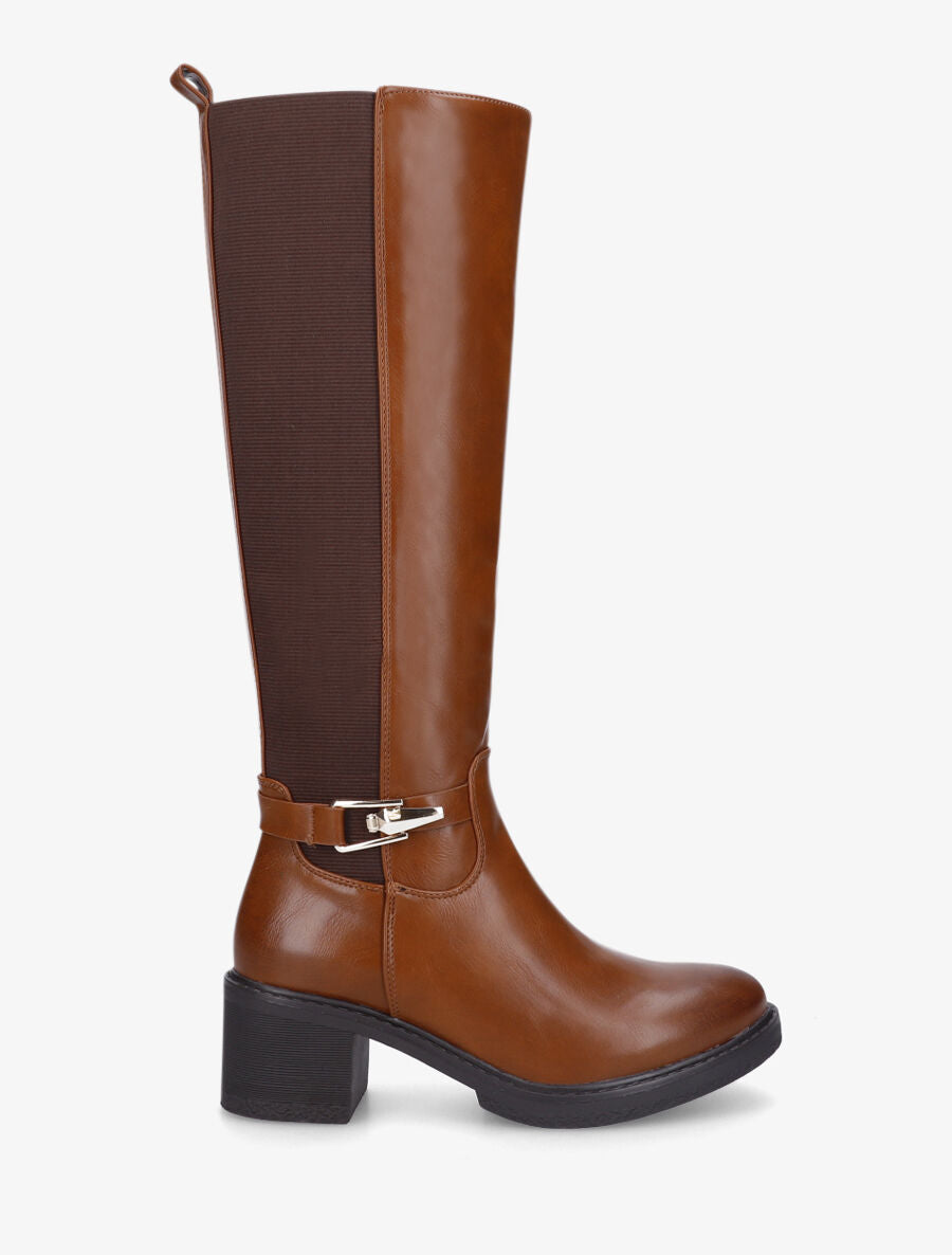 Bottes élastiquées à talon - Camel - 1