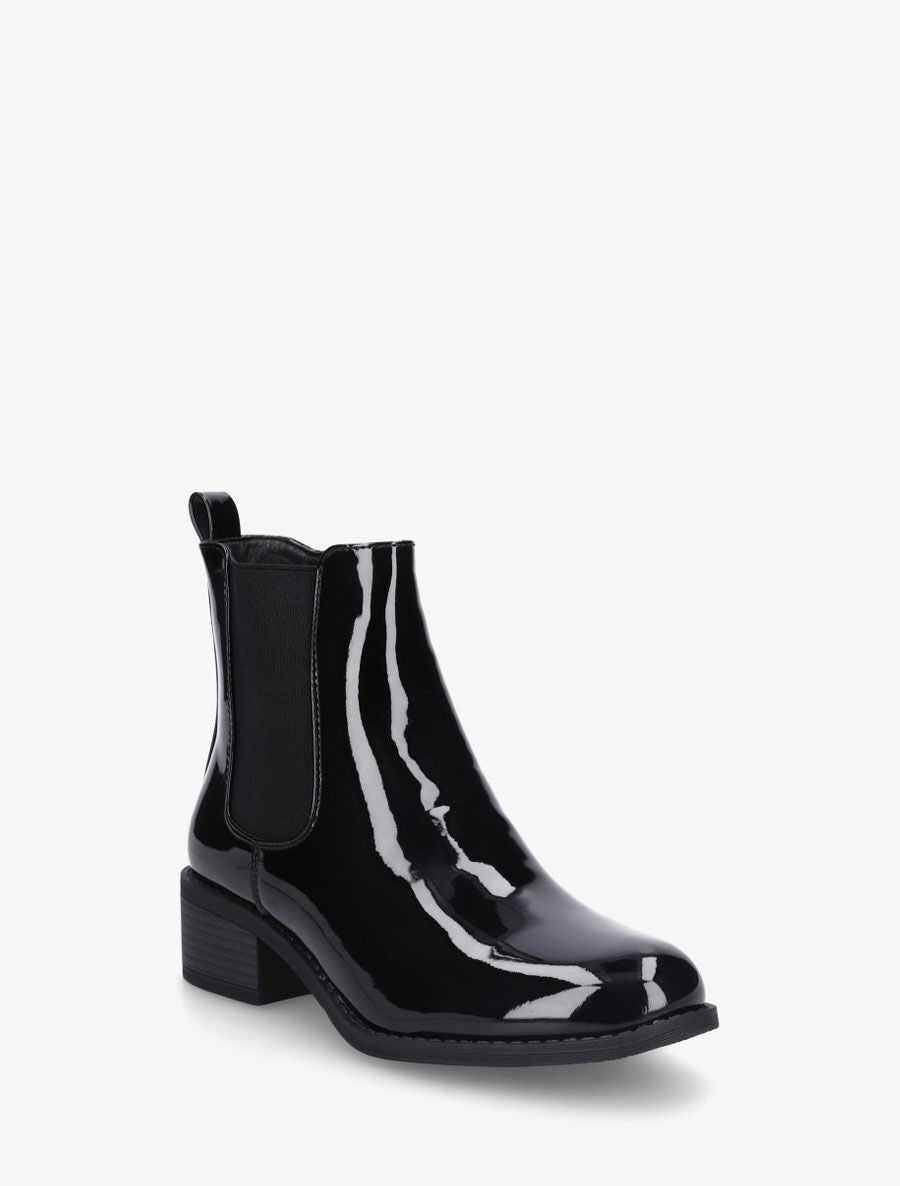Bottines vernies en simili style chelsea - Noir - 2