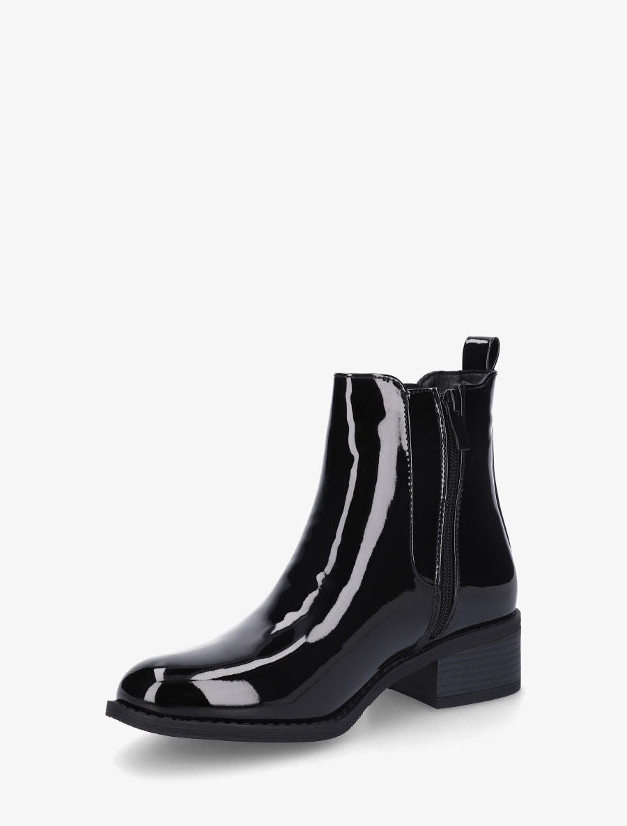 Bottines vernies en simili style chelsea - Noir - 3