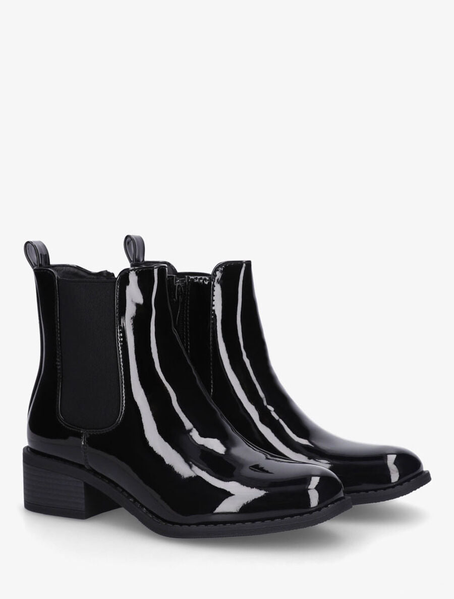 Bottines vernies en simili style chelsea - Noir - 4