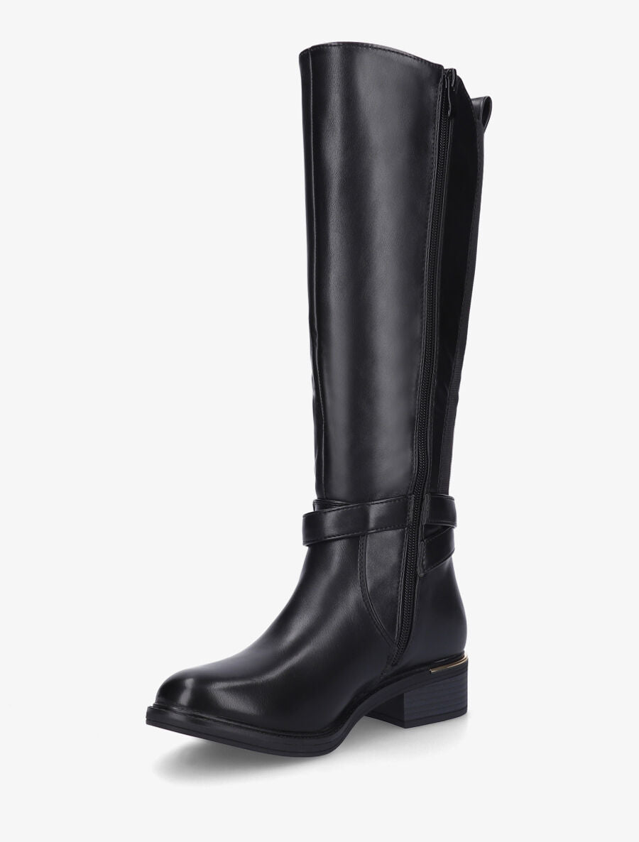 Bottes style cavalière à empiècement métal - Noir - 3