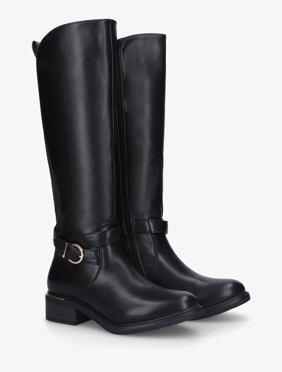 Bottes style cavalière à empiècement métal - Noir - 4