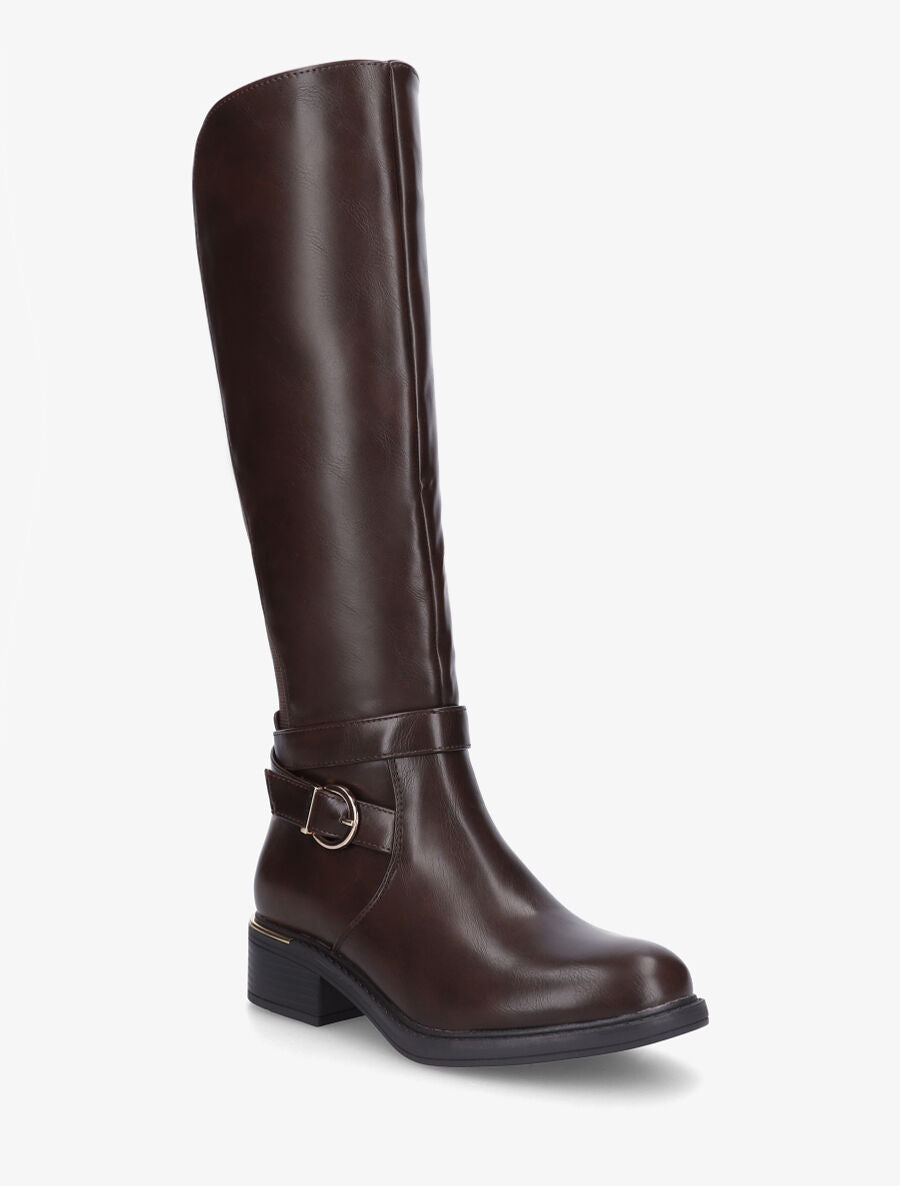 Bottes style cavalière à empiècement métal - Marron - 2