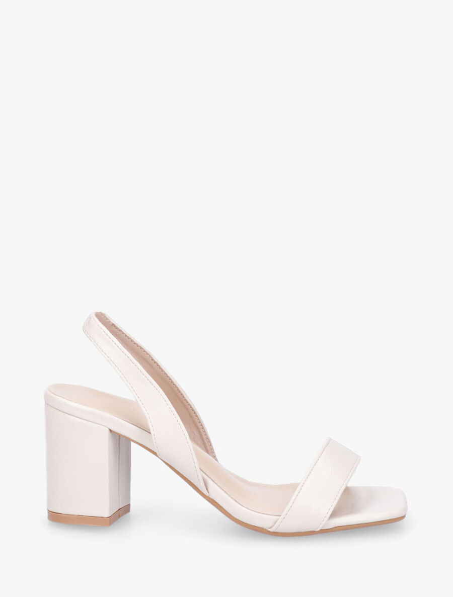 Sandales en simili à talon - Beige - 1