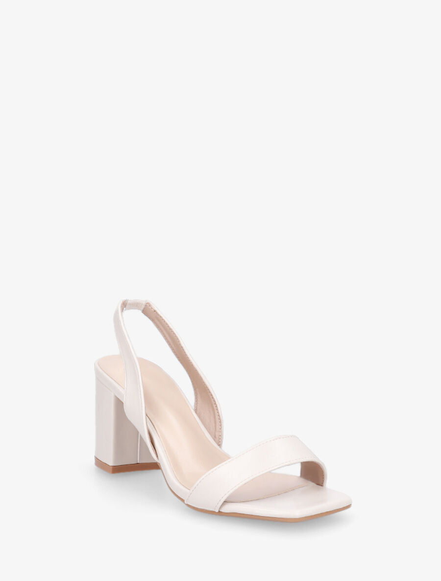 Sandales en simili à talon - Beige - 2