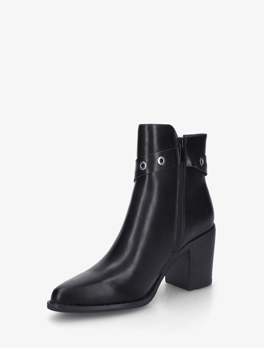 Bottines en simili à talon - Noir - 3
