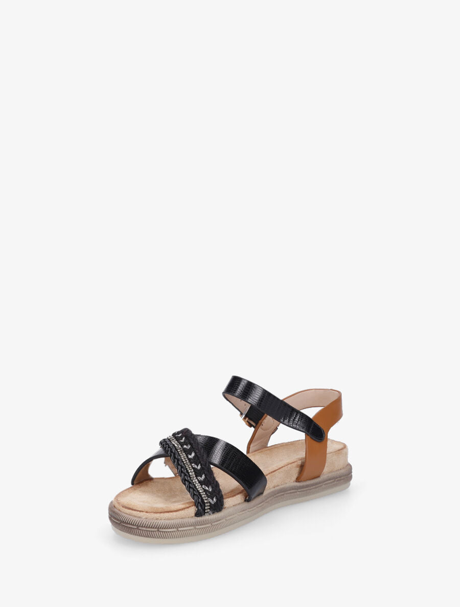 Nu-pieds en simili à brides croisées - Noir - 3