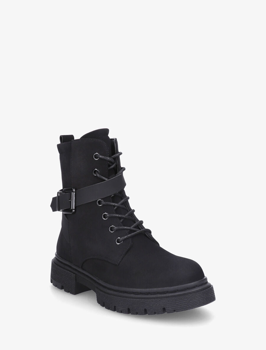 Bottines en suédine à lacets - Noir - 2
