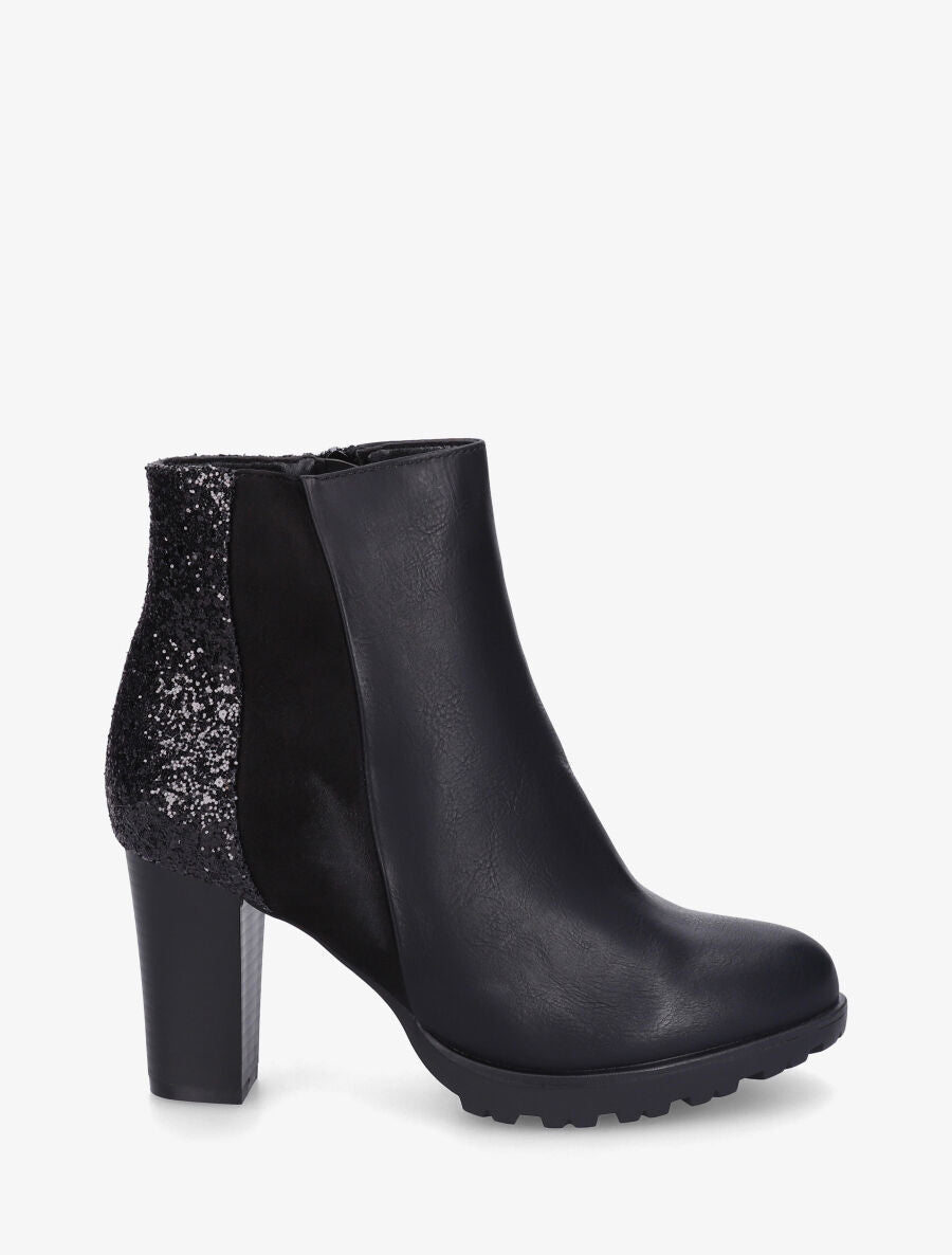 Bottines bimatière à contrefort pailleté - Noir - 5