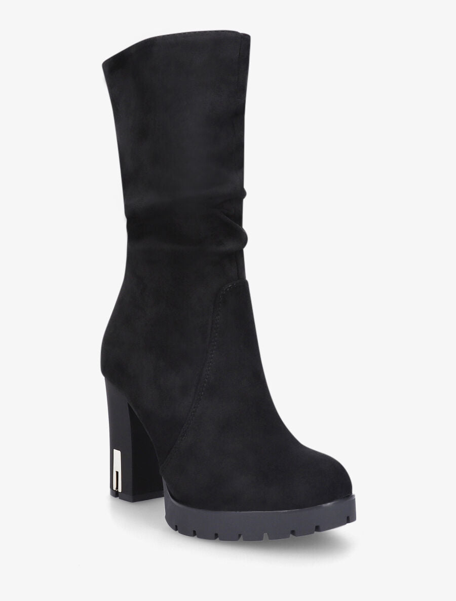 Bottines en suédine à empiècement métal au talon - Noir - 2