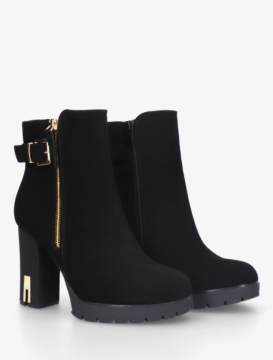 Bottines sanglées à empiècement métal au talon - Noir - 4