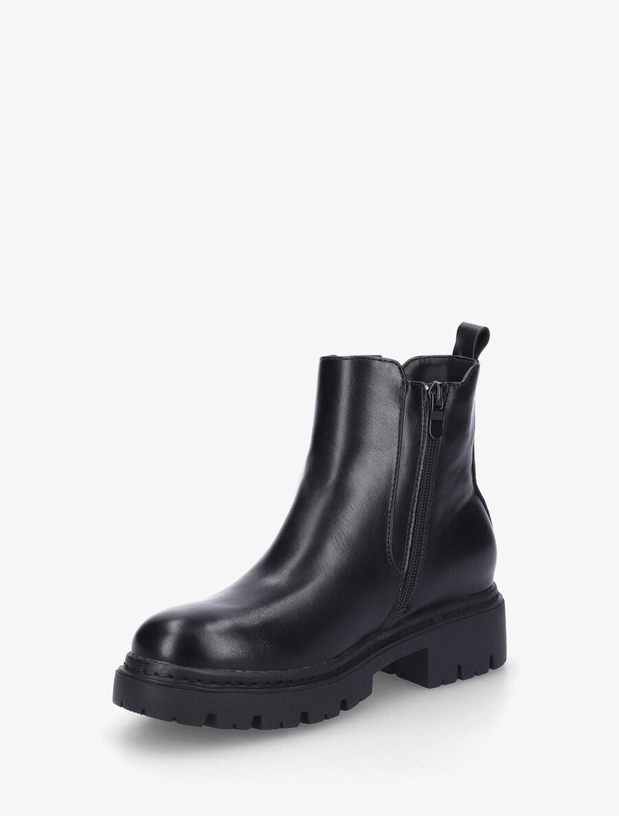 Bottines élastiquées en simili - Noir - 3