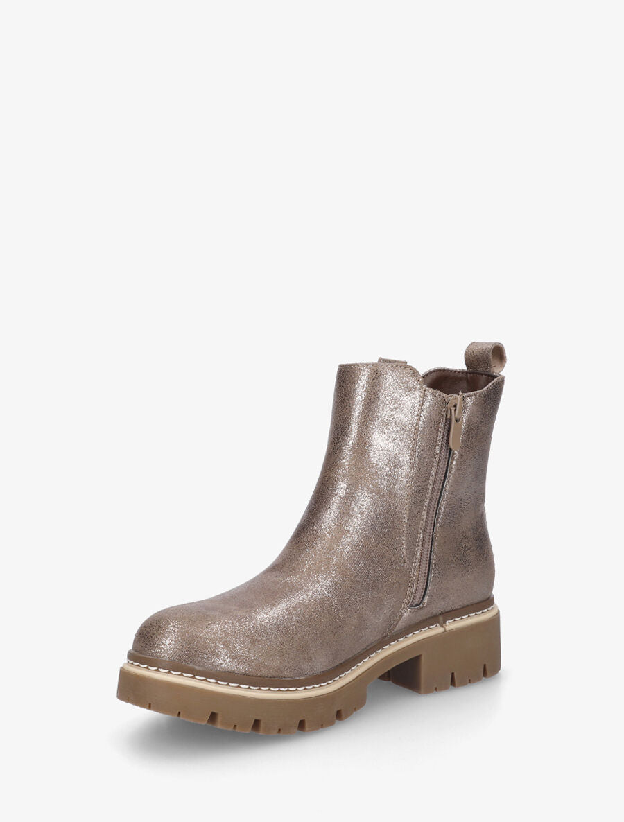 Bottines élastiquées irisées en simili - Or - 3