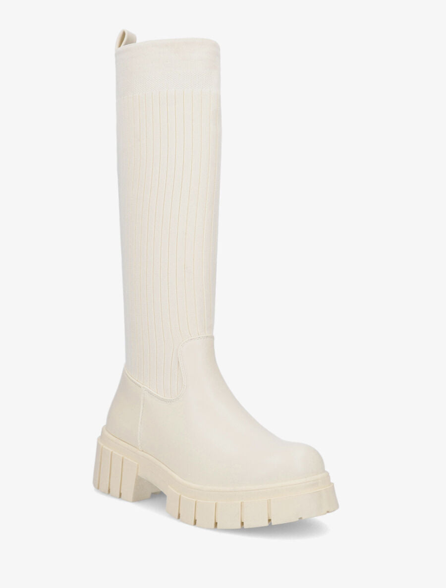 Bottes style chaussettes - Beige - 2