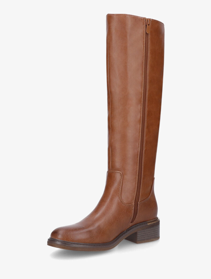 Bottes élastiquées en simili à empiècement métal au talon - Camel - 3