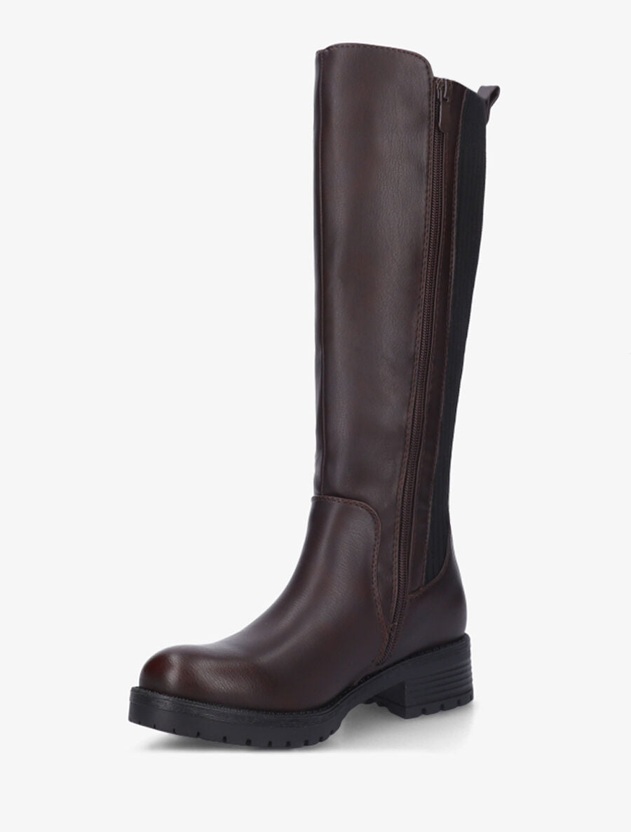 Bottes unies bi-matière - Marron - 3