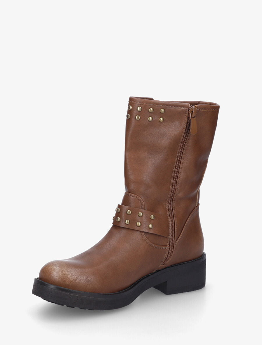 Bottines en simili cloutées - Camel - 3