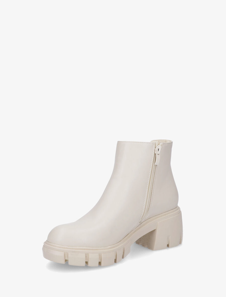 Low boots unies style chelsea - Crème - 3
