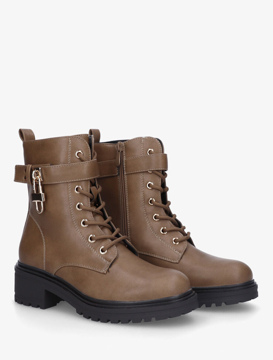 Bottines montantes à empiècement métal - Taupe - 4