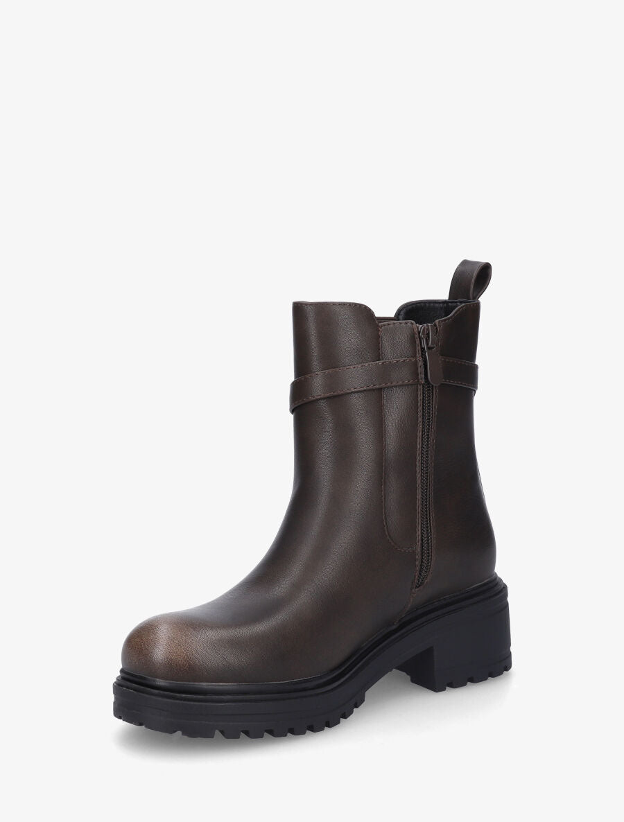 Bottines élastiquées à empiècement métal - Marron - 3