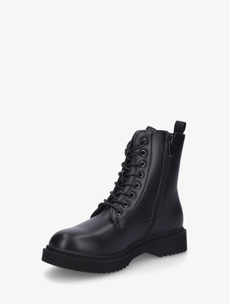 Bottines montantes en simili à lacets - Noir - 3