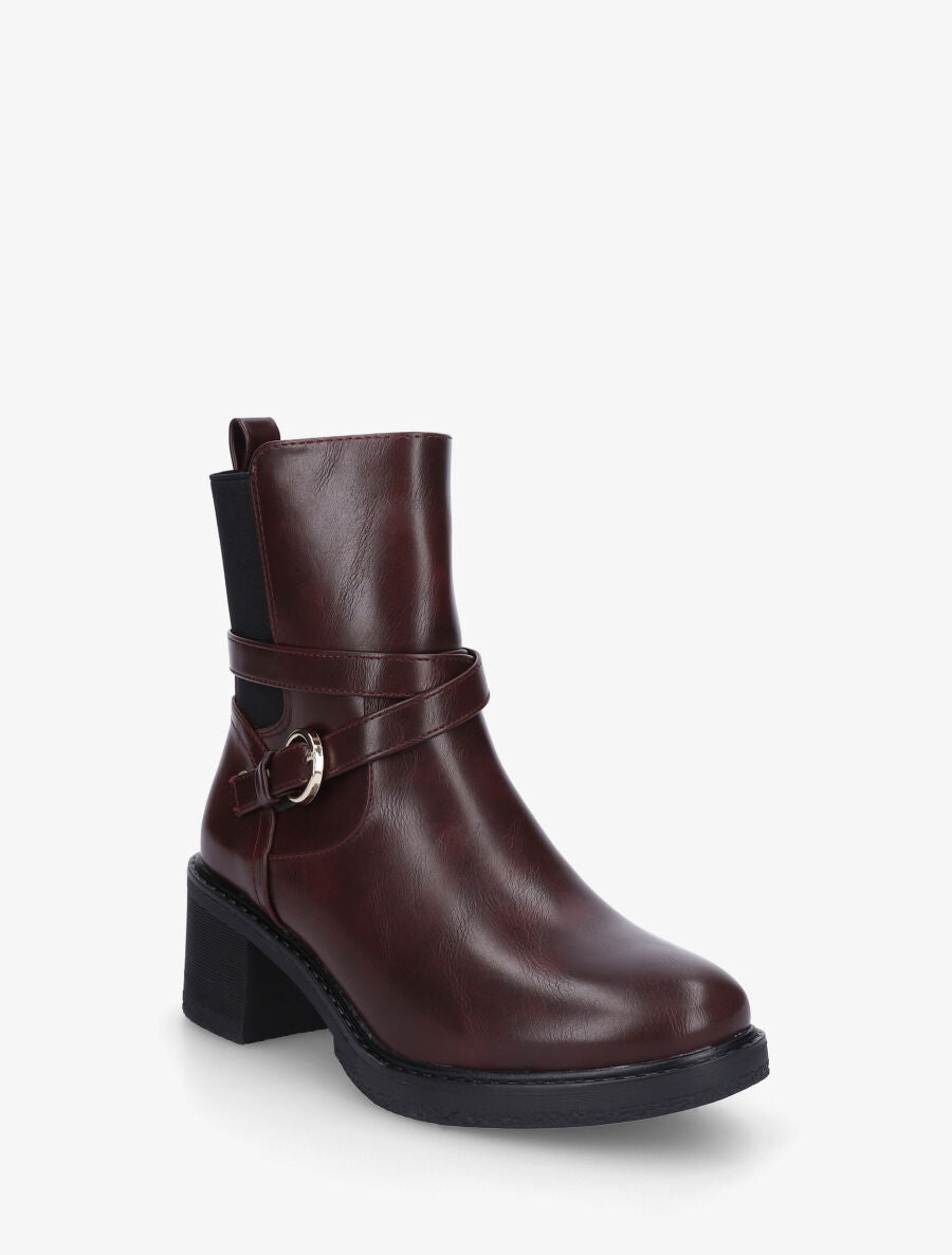 Bottines élastiquées à talon - Bordeaux - 2
