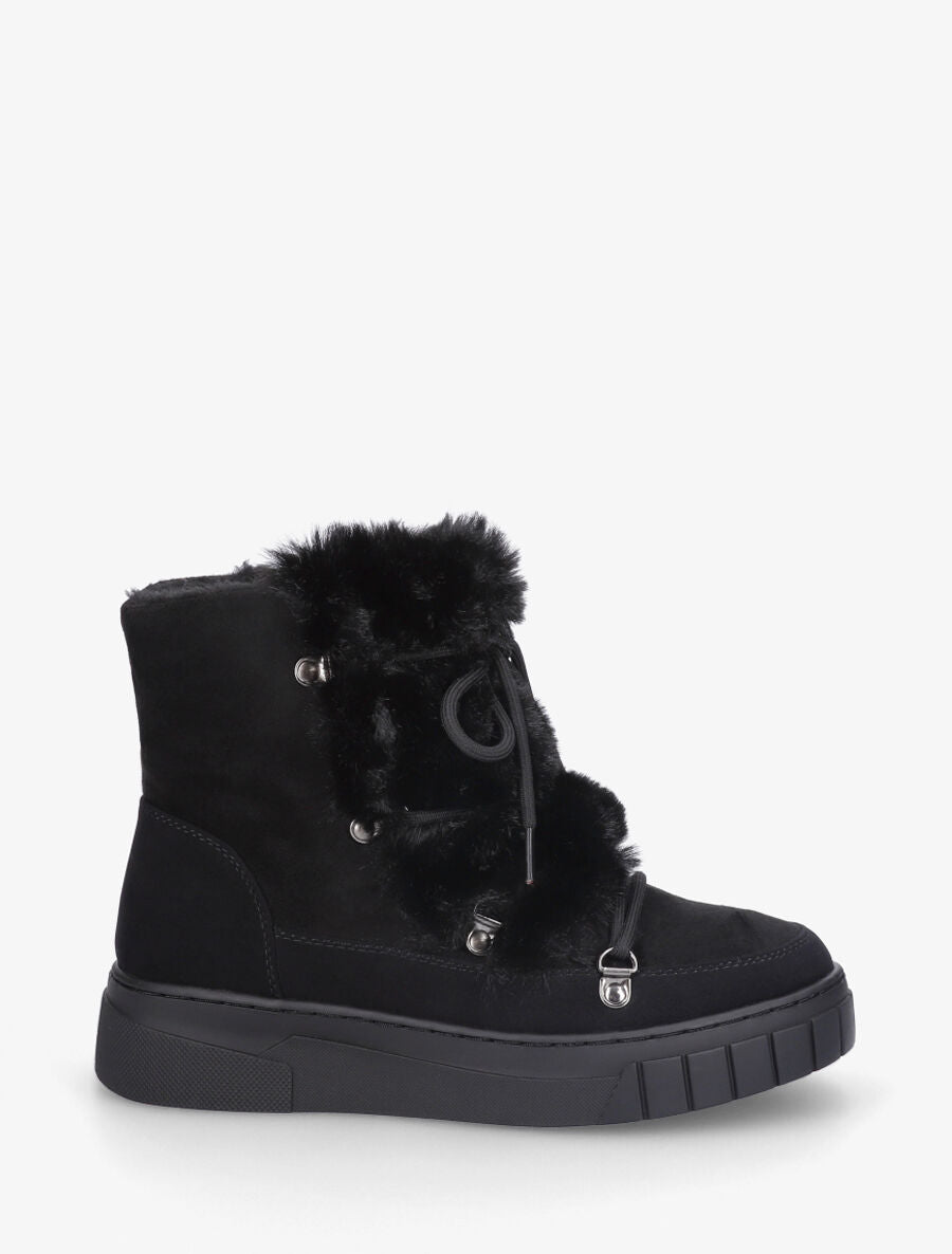 Bottines fourrées en suédine - Noir - 5