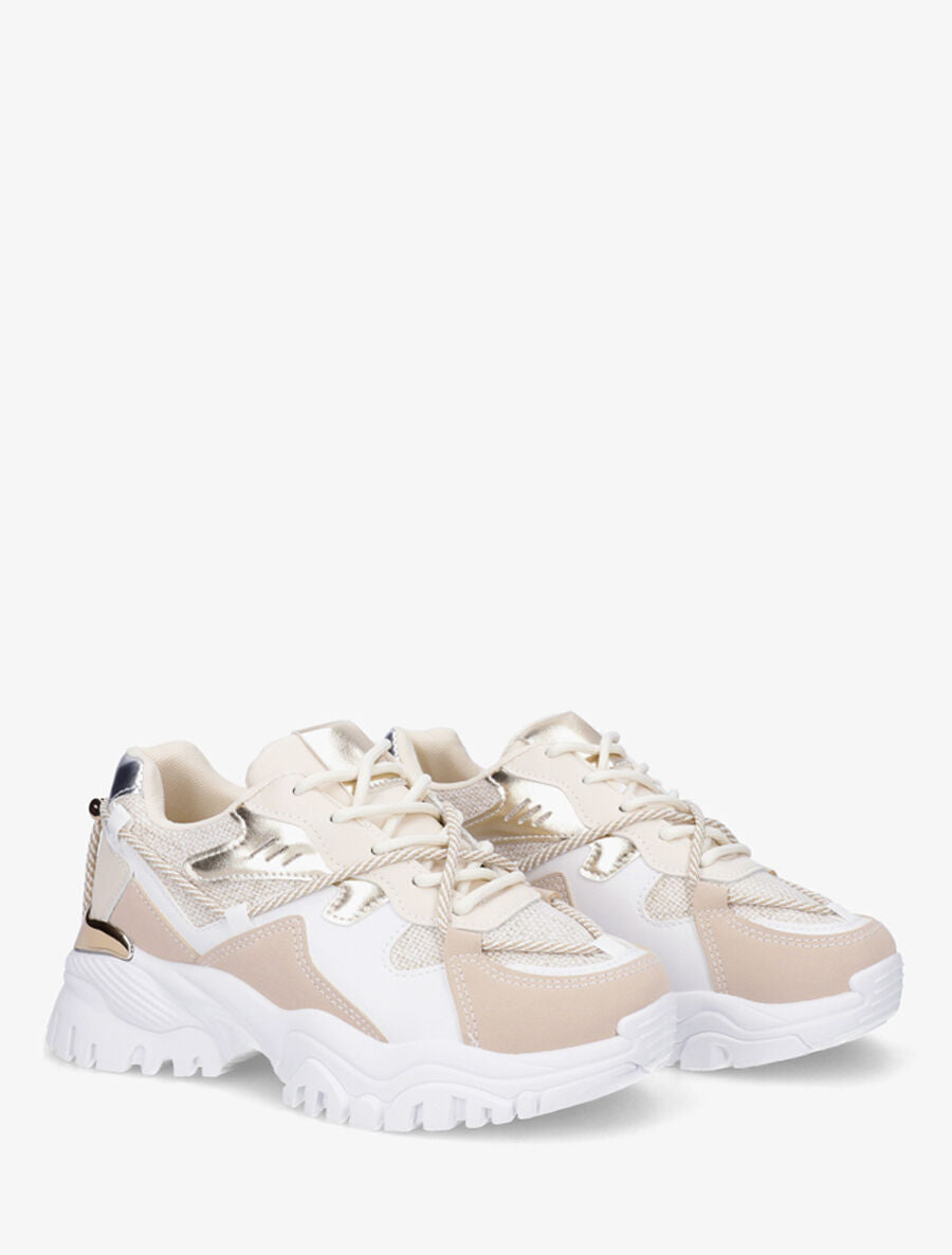 Baskets en simili à cordons de serrage - Beige - 4
