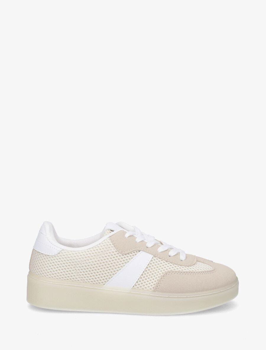 Sneakers en toile à semelle plate - Beige - 5