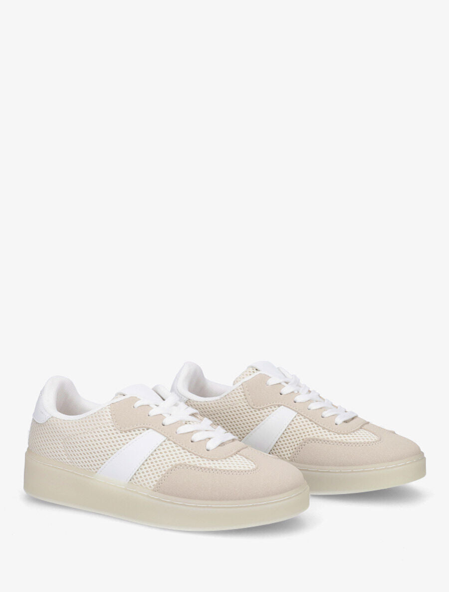 Sneakers en toile à semelle plate - Beige - 4