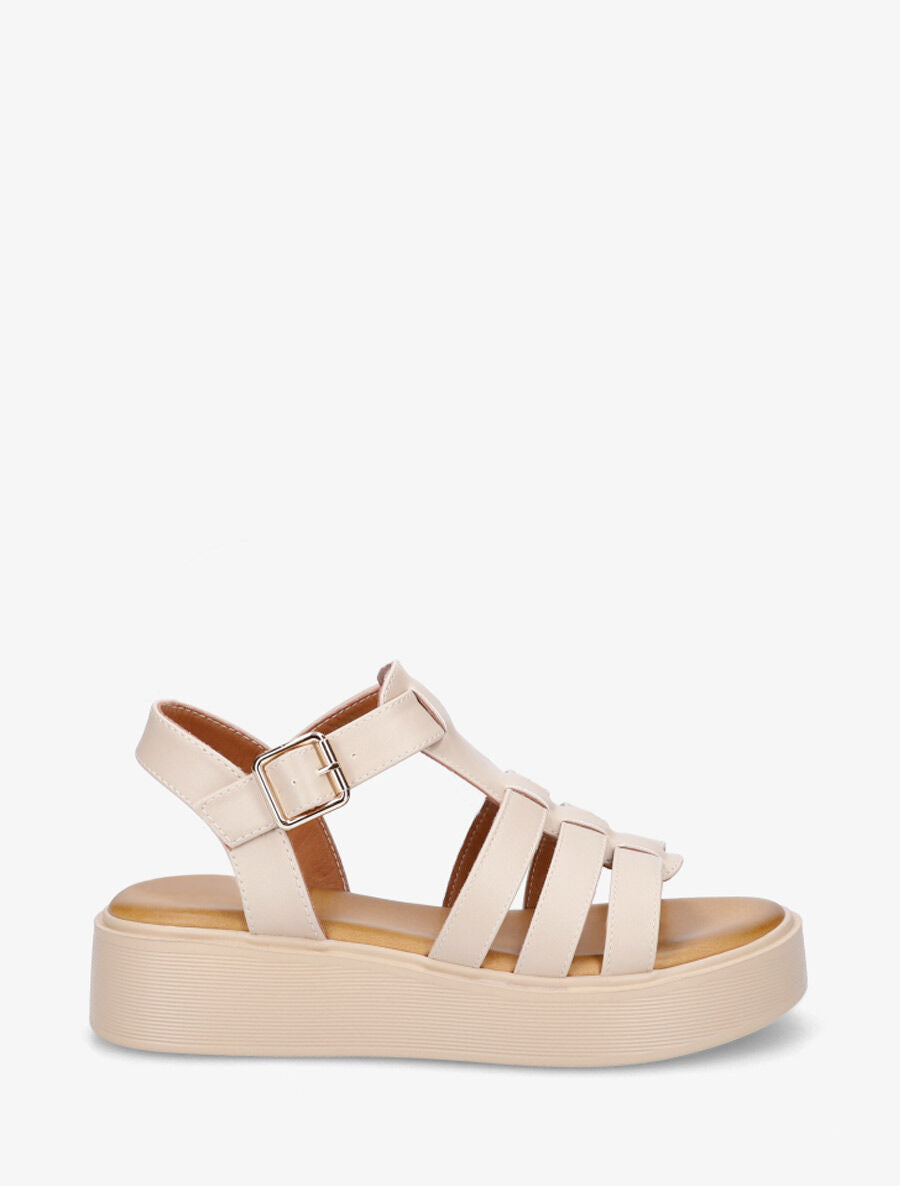 Sandales à plateforme style spartiates - Beige - 1