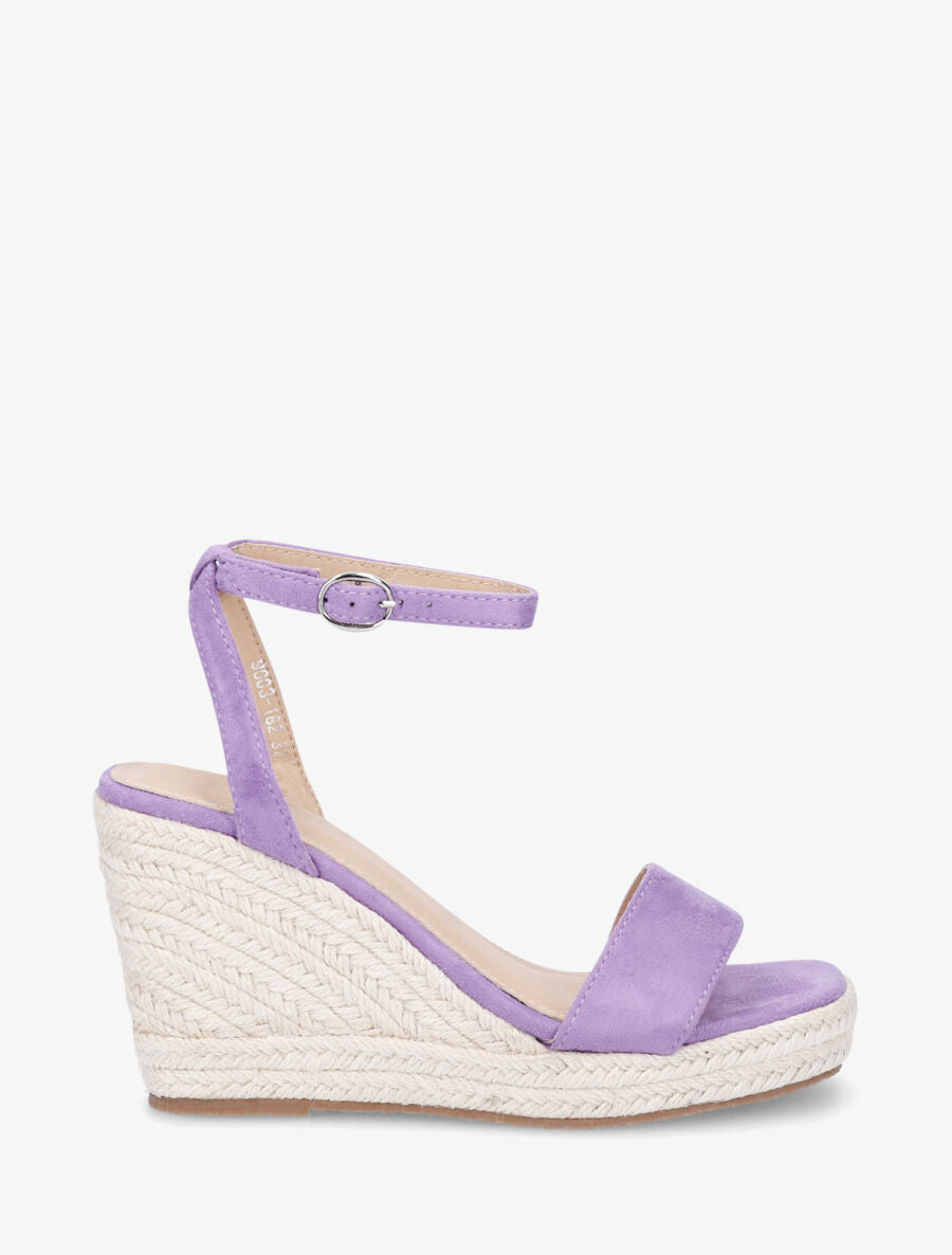 Sandales compensées en suédine - Violet - 1