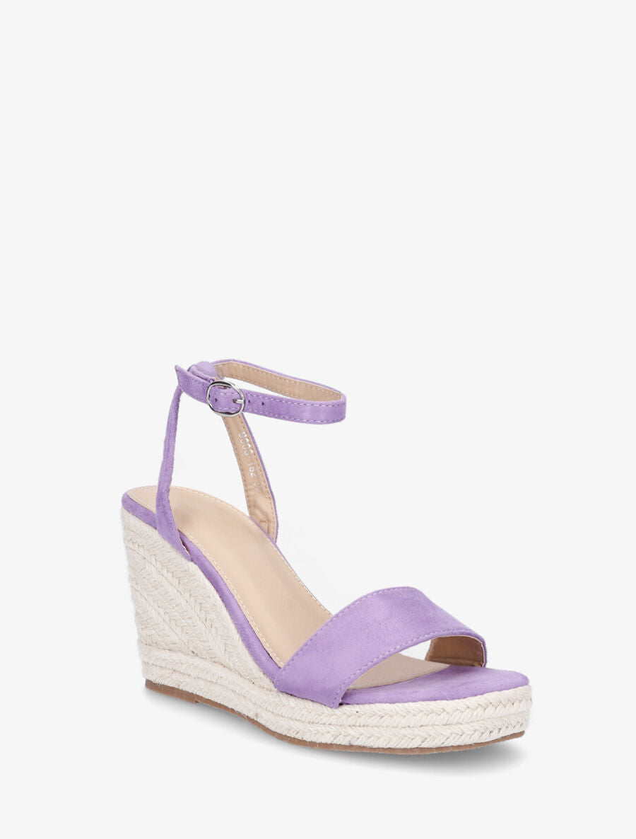 Sandales compensées en suédine - Violet - 2