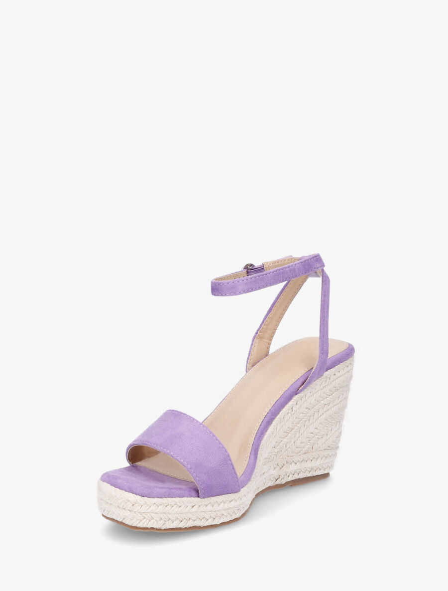 Sandales compensées en suédine - Violet - 3