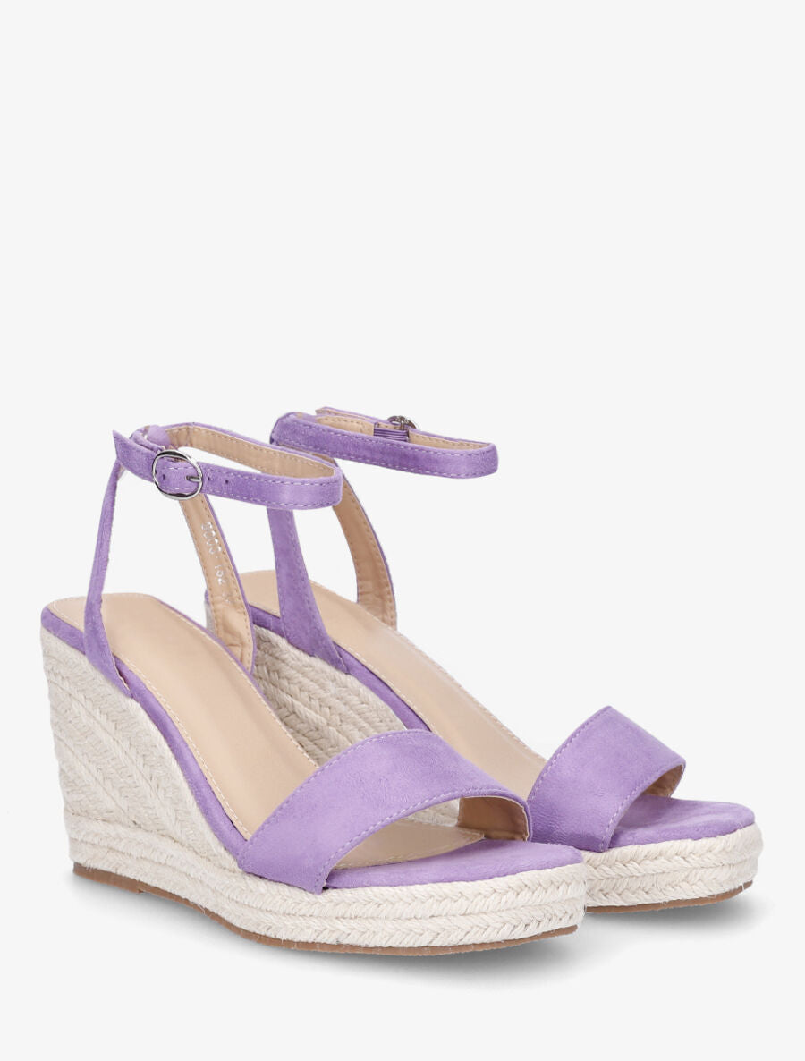 Sandales compensées en suédine - Violet - 4