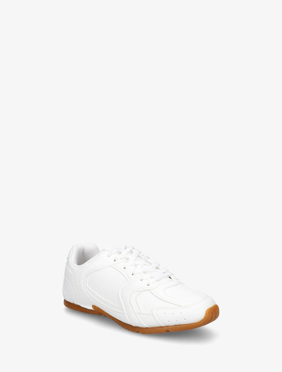 Sneakers plates unies en simili - Blanc - 2