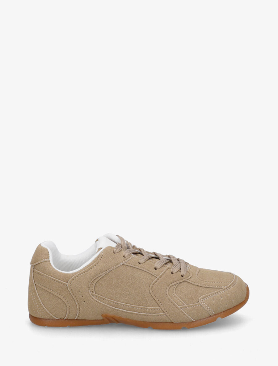 Sneakers plates unies effet nubuck - Taupe - 1