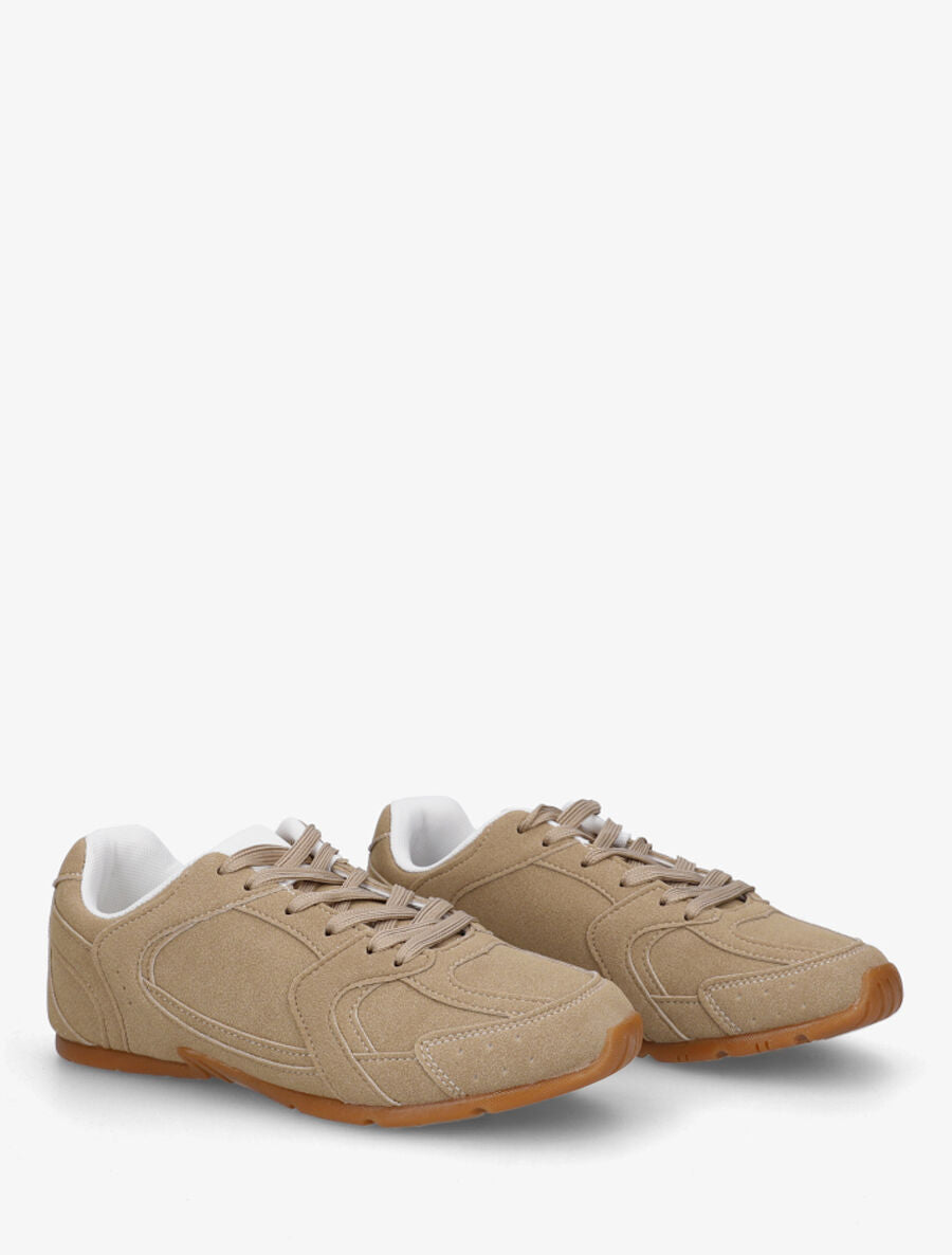 Sneakers plates unies effet nubuck - Taupe - 4