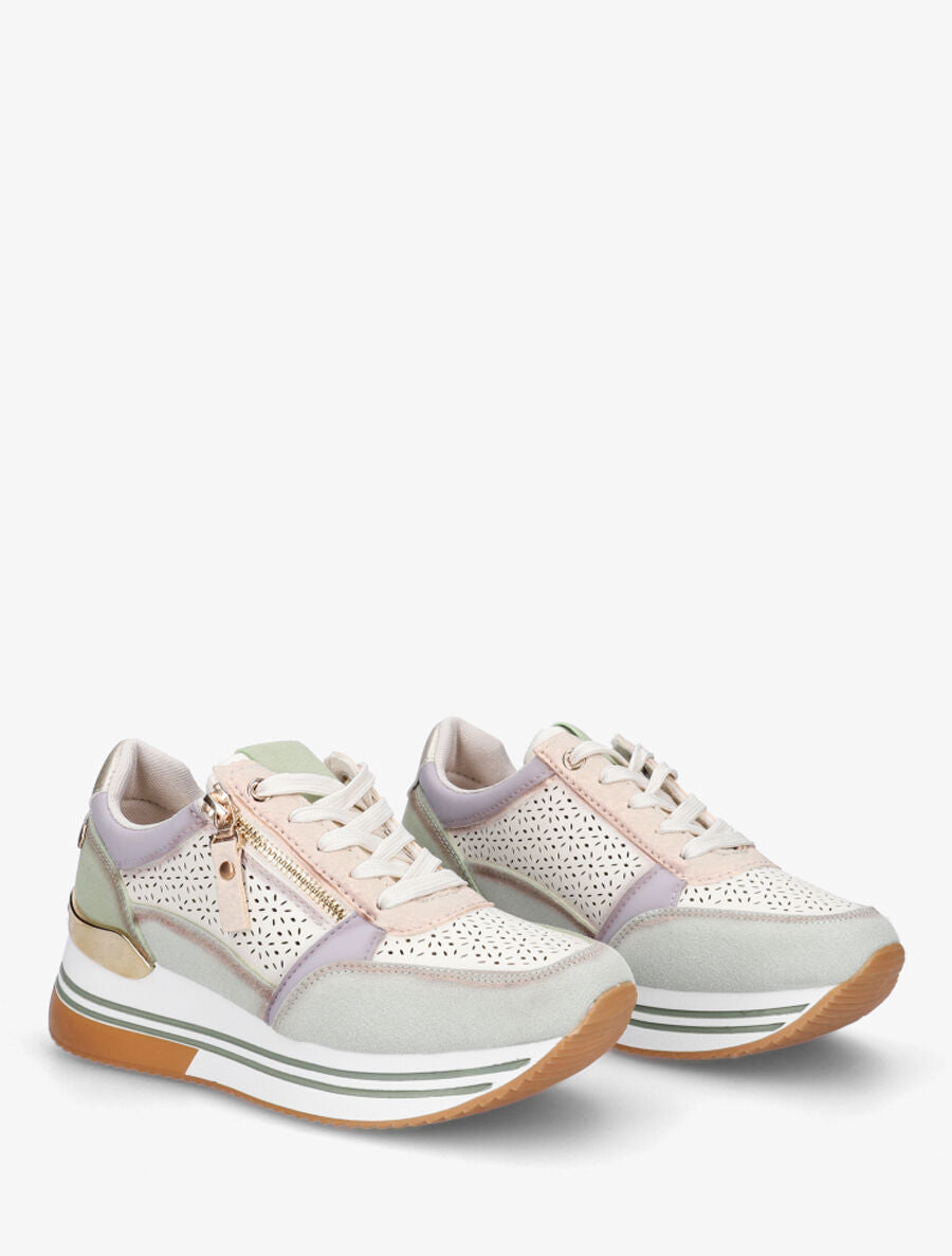 Sneakers ajourés à zip décoratif - Lilas - 4