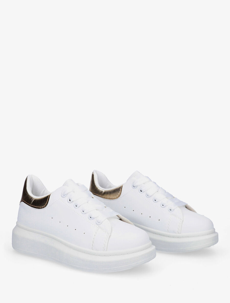 Sneakers classiques à contrefort nacré - Blanc/or - 4