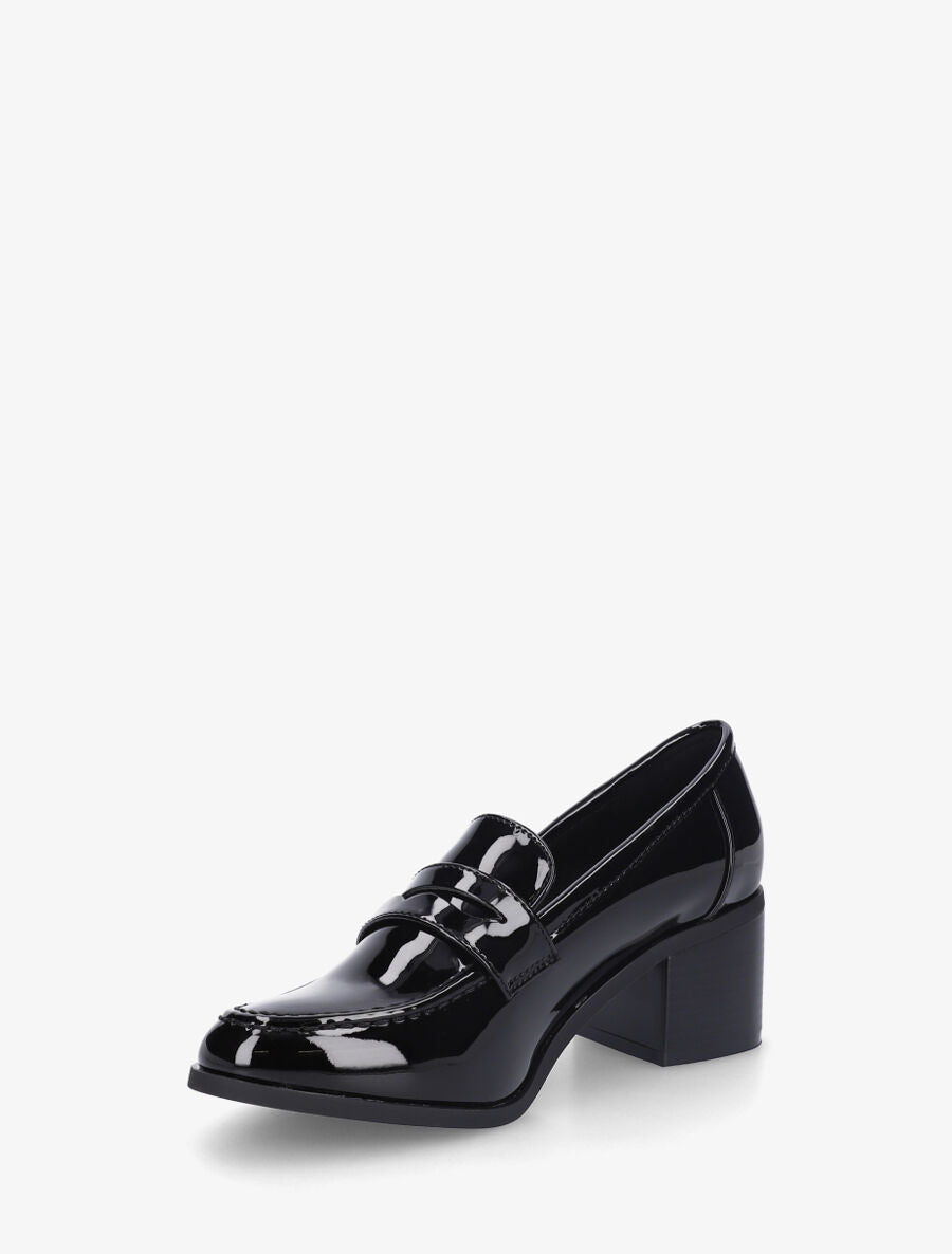 Mocassins vernis à talon - Noir - 3