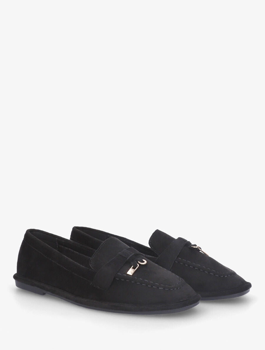 Mocassins en suédine à semelle plate - Noir - 4