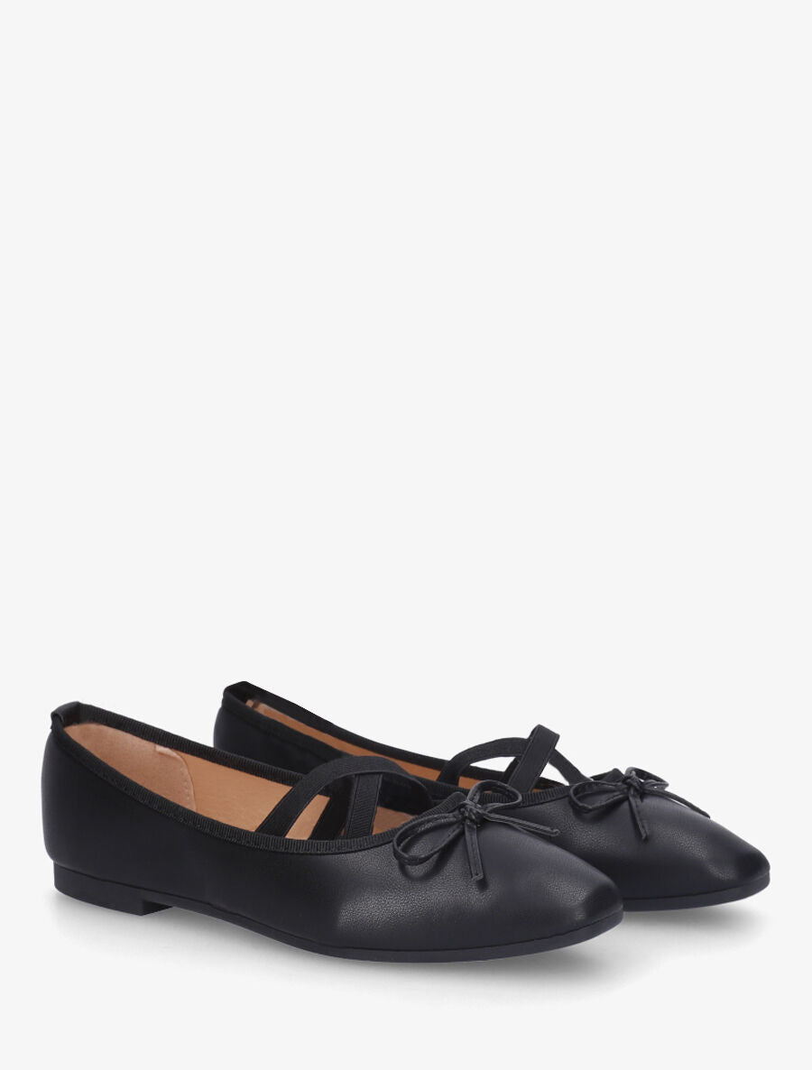 Ballerines en simili à élastiques croisés - Noir - 4