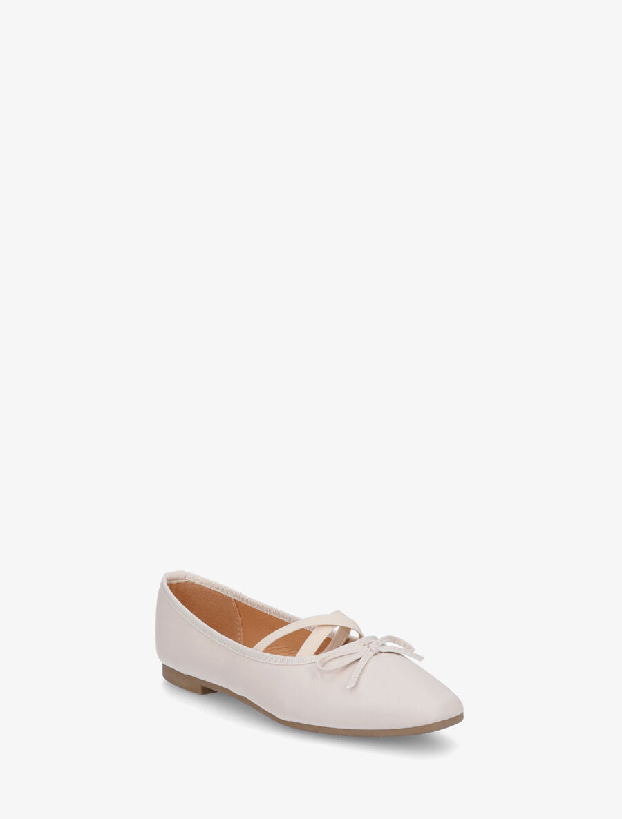 Ballerines en simili à élastiques croisés - Beige - 2