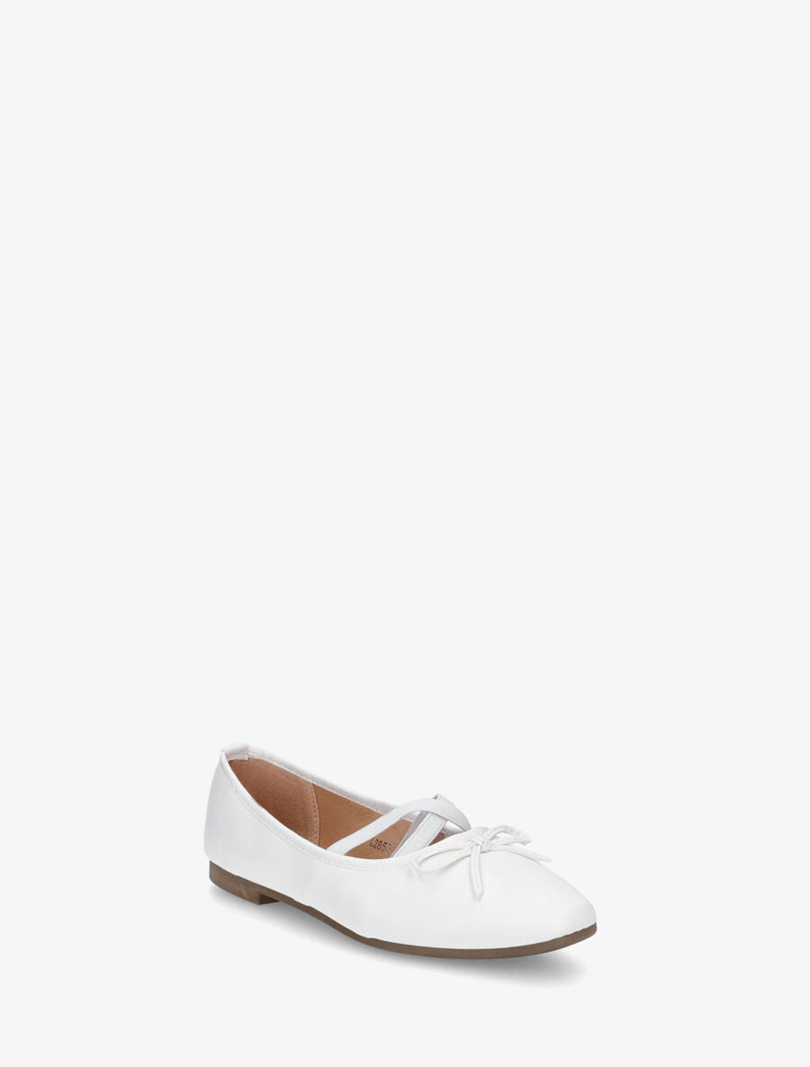 Ballerines en simili à élastiques croisés - Blanc - 2