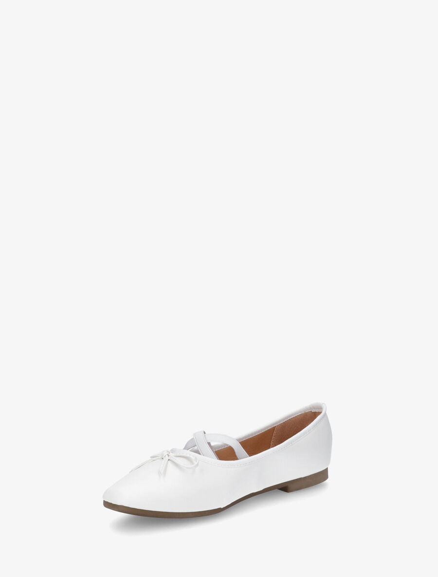 Ballerines en simili à élastiques croisés - Blanc - 3