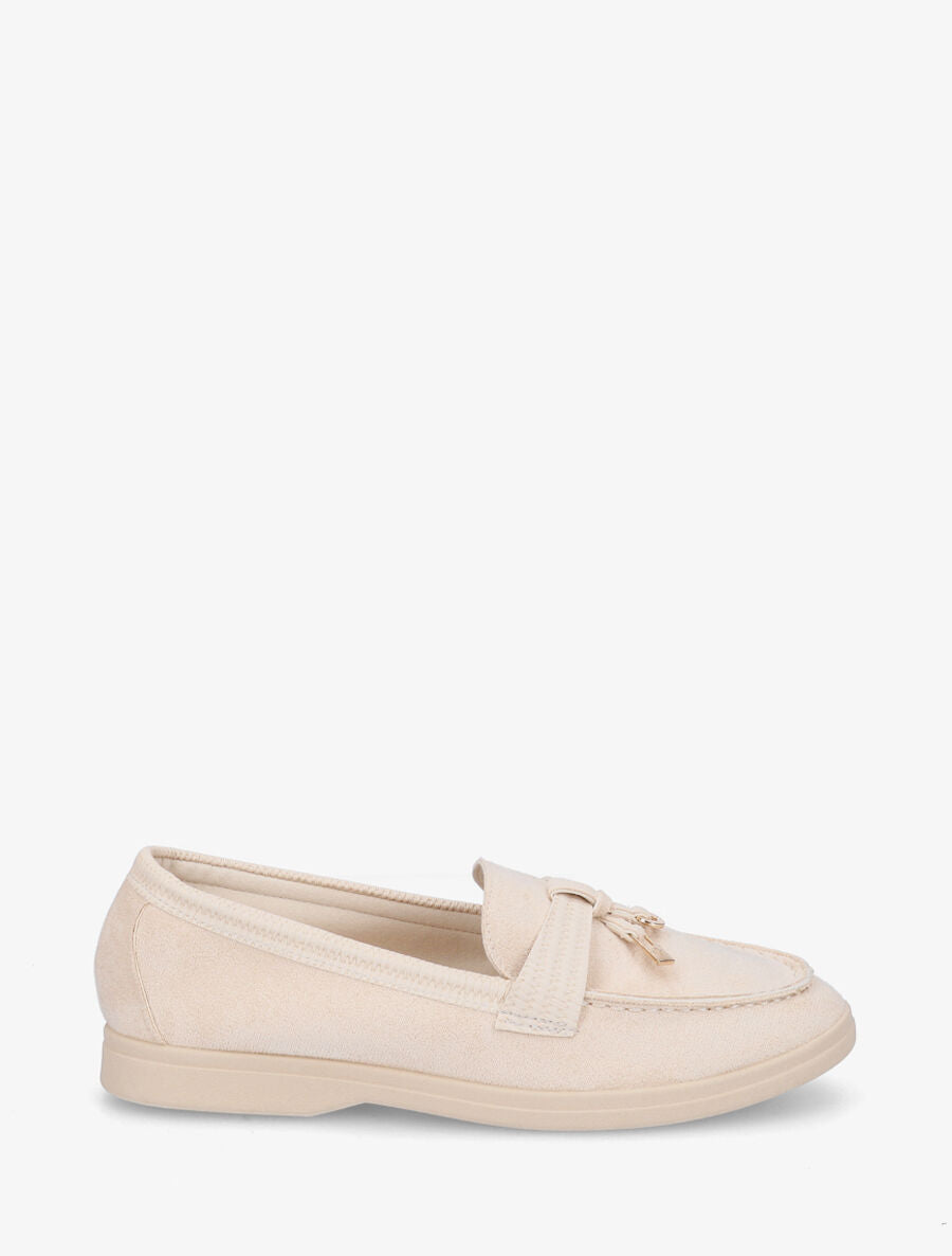 Mocassins en suédine à breloques - Beige clair - 1
