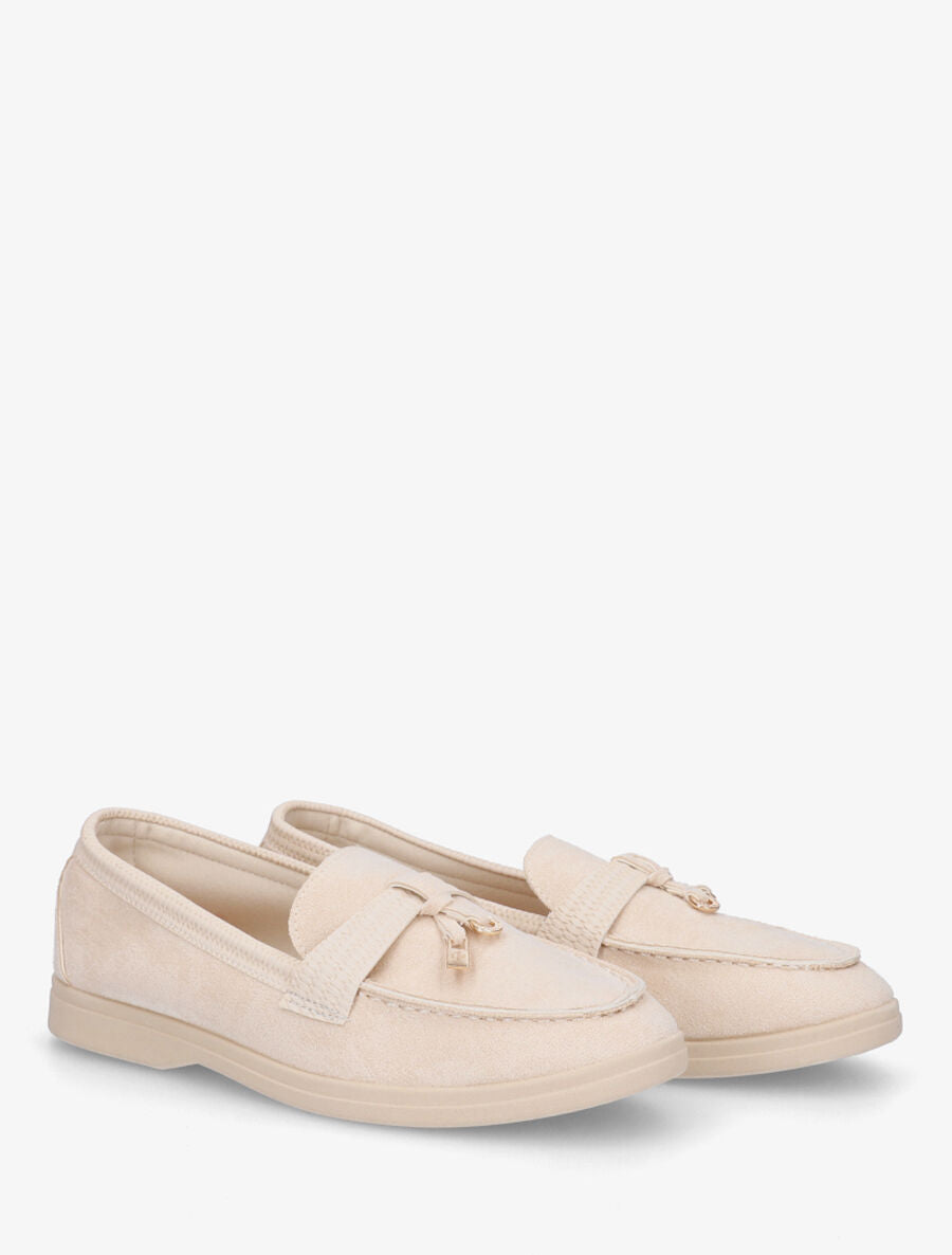 Mocassins en suédine à breloques - Beige clair - 4