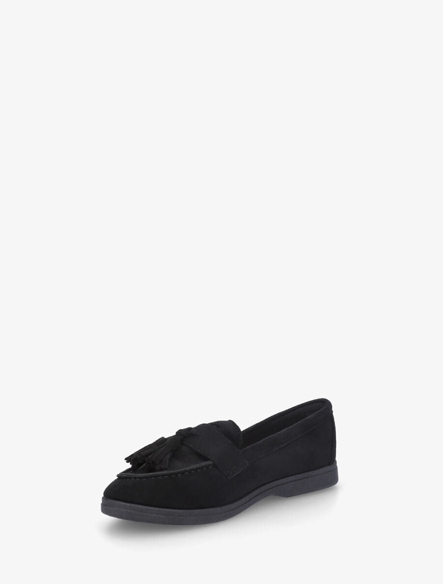 Mocassins en suédine à pompons - Noir - 3
